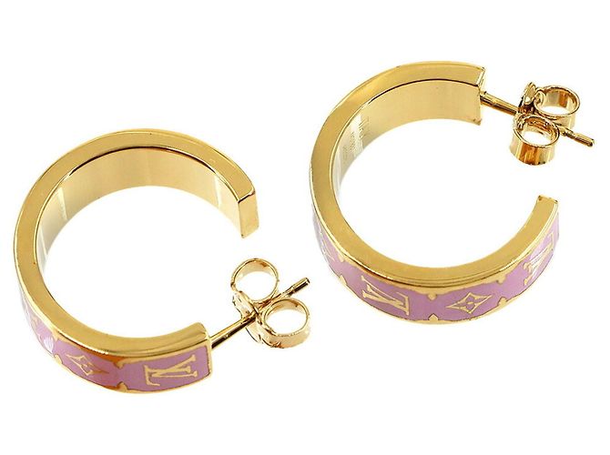 Louis Vuitton Nanogram Emaille-Ohrringe Pink Golden - Ansicht 3