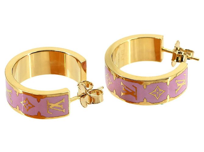 Louis Vuitton Nanogram Emaille-Ohrringe Pink Golden - Ansicht 4