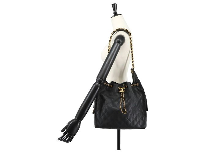 Borsa a tracolla Chanel 25 Medium Chain Nero - vista 10