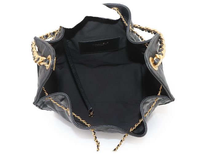 Borsa a tracolla Chanel 25 Medium Chain Nero - vista 7