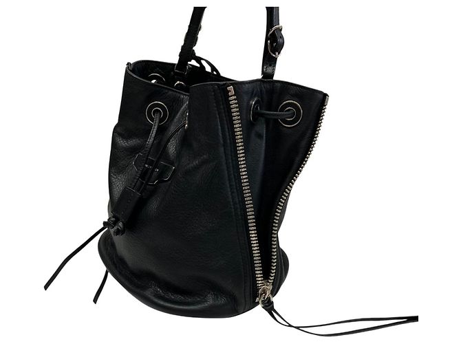 Balenciaga Paper Plate Handtasche aus schwarzem Leder - Ansicht 7
