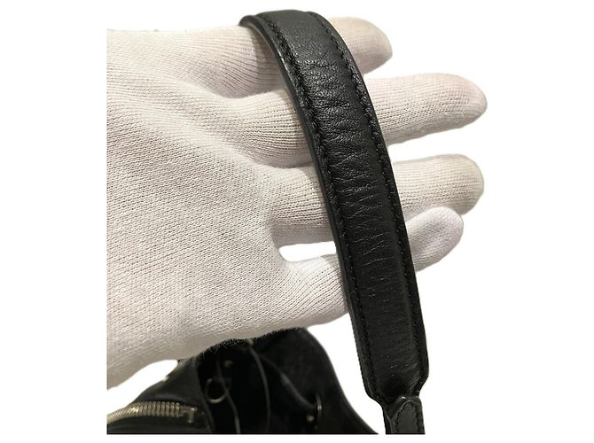 Balenciaga Paper Plate Handtasche aus schwarzem Leder - Ansicht 9