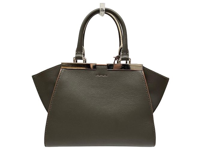Borsa a mano in pelle Fendi Petite Trois Jours Marrone Verde Arancione - vista 2