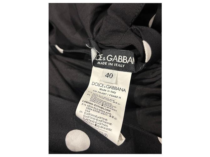 Dolce & Gabbana Seidenkleid mit Polka Dots Schwarz Weiß - Ansicht 2