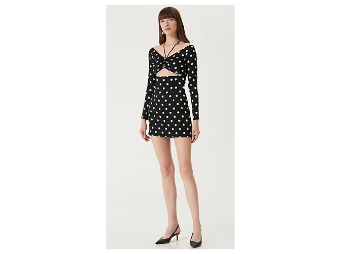 Dolce & Gabbana Seidenkleid mit Polka Dots Schwarz Weiß - Ansicht 3