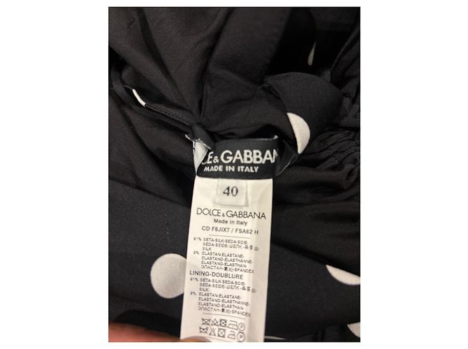 Dolce & Gabbana Seidenkleid mit Polka Dots Schwarz Weiß - Ansicht 6