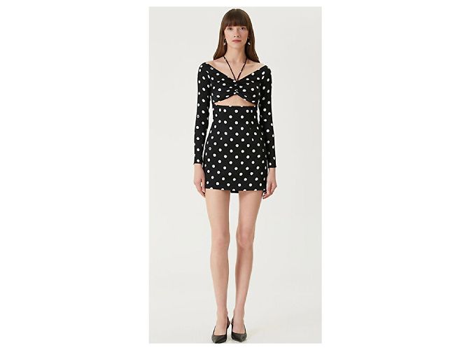 Dolce & Gabbana Seidenkleid mit Polka Dots Schwarz Weiß - Ansicht 7