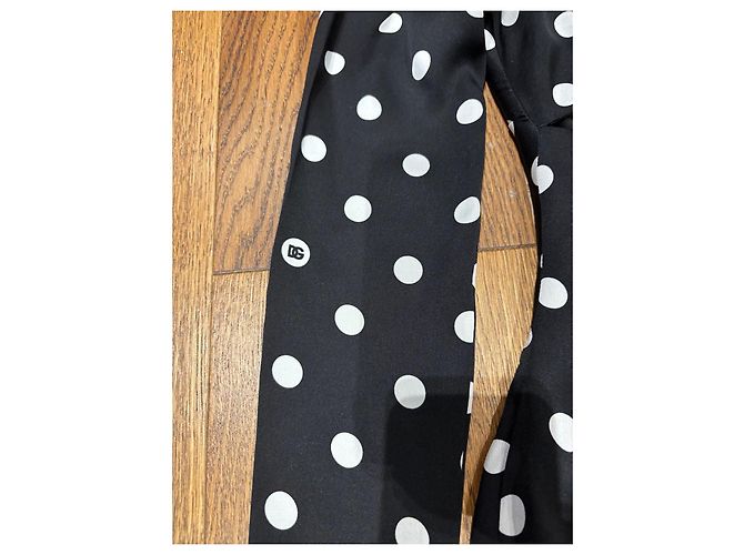 Dolce & Gabbana Seidenkleid mit Polka Dots Schwarz Weiß - Ansicht 9