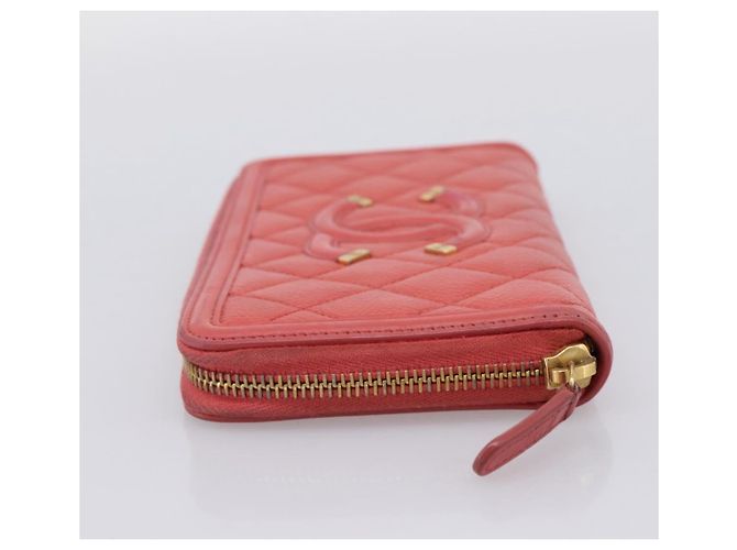 Chanel Filigree Zip Around Quilted Caviar Long Arancione - vista 3