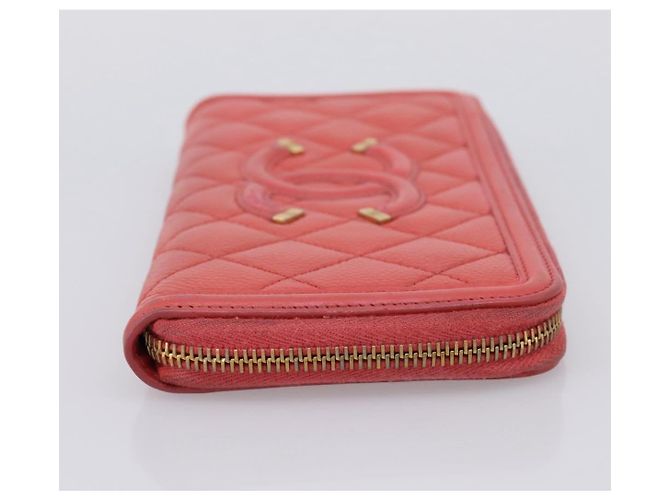 Chanel Filigree Zip Around Quilted Caviar Long Arancione - vista 4