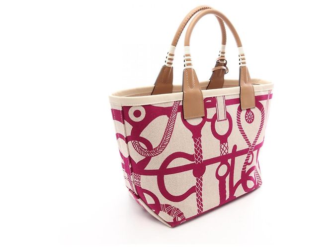 Hermès Borsa Tote Hermes Steeple 25 in Ecru Rose Purple Chai Marrone Beige Porpora - vista 2