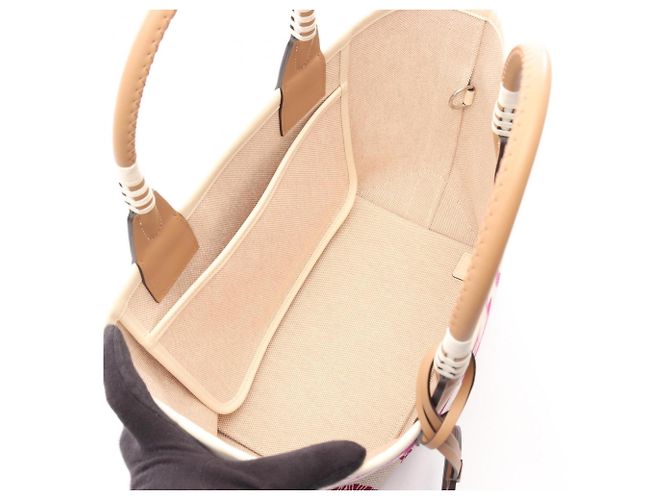 Hermès Borsa Tote Hermes Steeple 25 in Ecru Rose Purple Chai Marrone Beige Porpora - vista 3