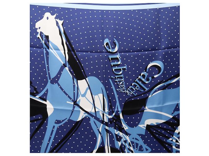 Hermès Pañuelo de seda Hermes Carre 90 Caleche Elastique Azul Multicolor - vista 4