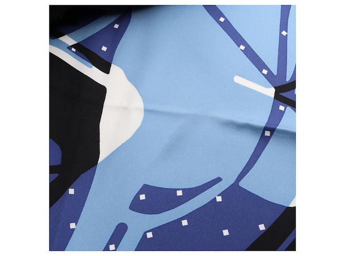 Hermès Pañuelo de seda Hermes Carre 90 Caleche Elastique Azul Multicolor - vista 7