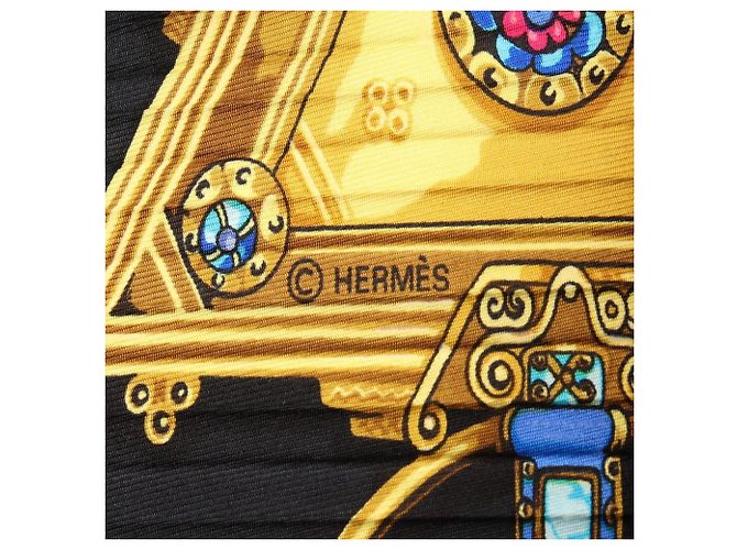 Hermès Foulard Hermes Carre Plissé Parures des Sables Nero Multicolore Giallo - vista 2