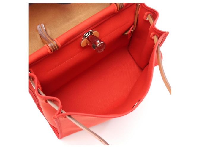 Hermès Herbag Zip PM 2-Way Handtasche Braun Rot - Ansicht 3