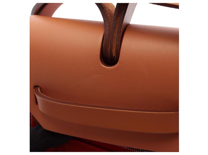 Hermès Herbag Zip PM 2-Way Handtasche Braun Rot - Ansicht 7