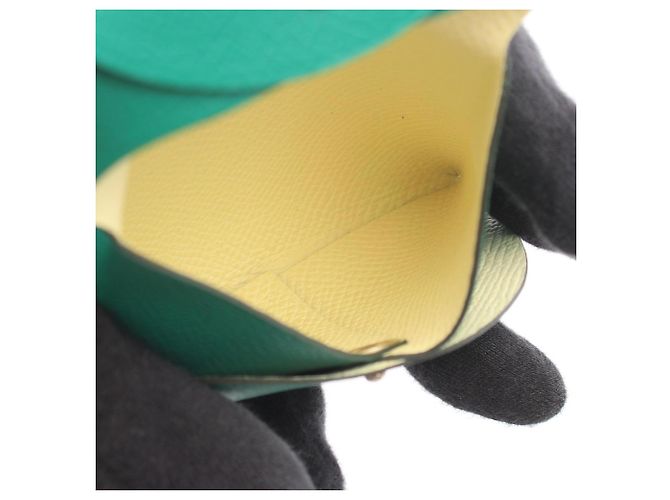 Hermès Portamonete Hermes Bastia in Verde e Giallo - vista 3