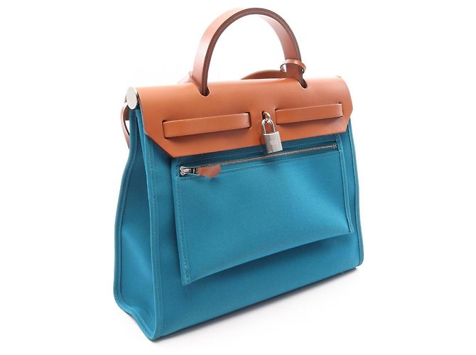 Hermès Bolso Hermes Herbag Zip PM Castaño Azul - vista 2