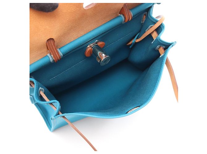 Hermès Bolso Hermes Herbag Zip PM Castaño Azul - vista 3