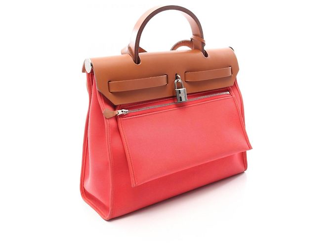 Hermès Bolso Hermes Herbag Zip PM Castaño Rosa Roja - vista 2