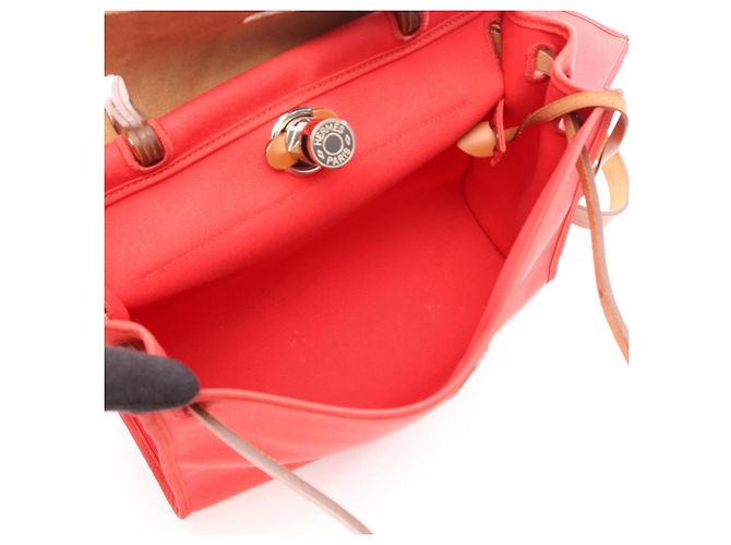 Hermès Bolso Hermes Herbag Zip PM Castaño Rosa Roja - vista 3