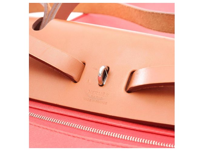 Hermès Bolso Hermes Herbag Zip PM Castaño Rosa Roja - vista 7