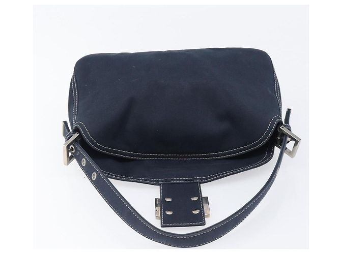 Borsa a tracolla FENDI Mamma Baguette Canvas Navy Silver Auth 199899A Argento Blu navy - vista 10