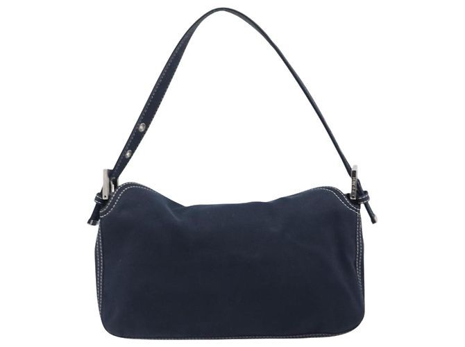 Borsa a tracolla FENDI Mamma Baguette Canvas Navy Silver Auth 199899A Argento Blu navy - vista 2
