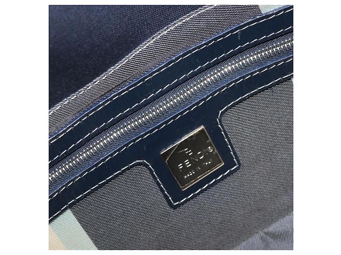 Borsa a tracolla FENDI Mamma Baguette Canvas Navy Silver Auth 199899A Argento Blu navy - vista 20