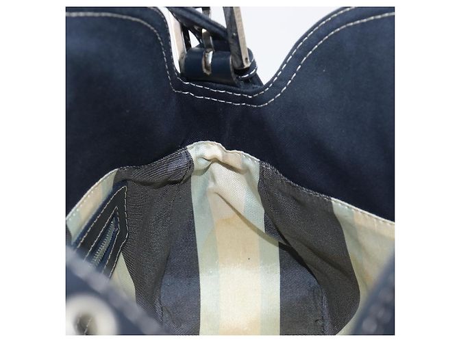 Borsa a tracolla FENDI Mamma Baguette Canvas Navy Silver Auth 199899A Argento Blu navy - vista 21