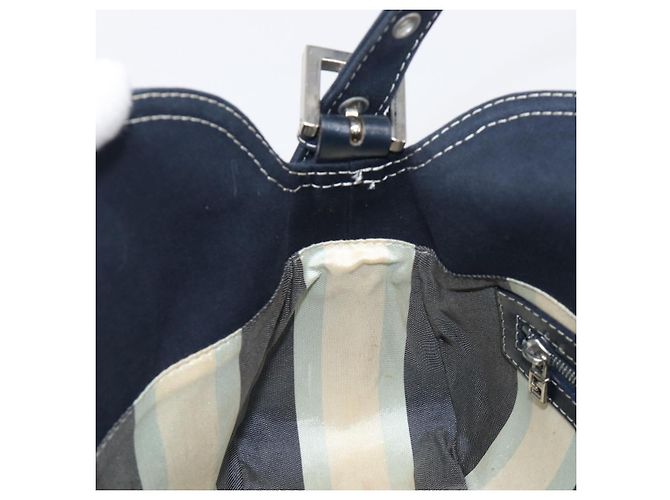 Borsa a tracolla FENDI Mamma Baguette Canvas Navy Silver Auth 199899A Argento Blu navy - vista 22
