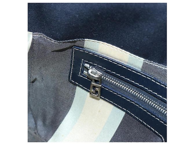 Borsa a tracolla FENDI Mamma Baguette Canvas Navy Silver Auth 199899A Argento Blu navy - vista 23