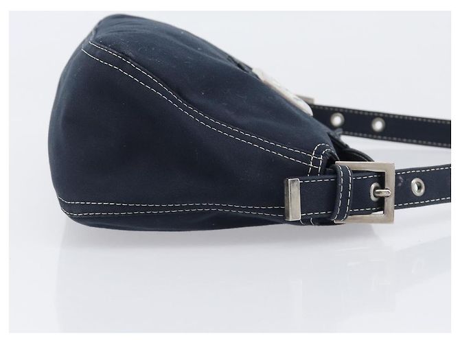 Borsa a tracolla FENDI Mamma Baguette Canvas Navy Silver Auth 199899A Argento Blu navy - vista 3