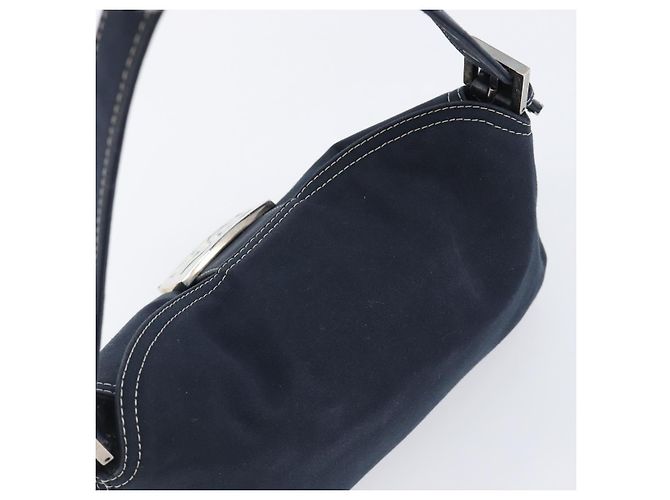 Borsa a tracolla FENDI Mamma Baguette Canvas Navy Silver Auth 199899A Argento Blu navy - vista 6