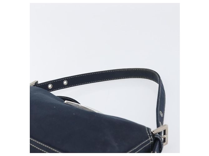 Borsa a tracolla FENDI Mamma Baguette Canvas Navy Silver Auth 199899A Argento Blu navy - vista 8