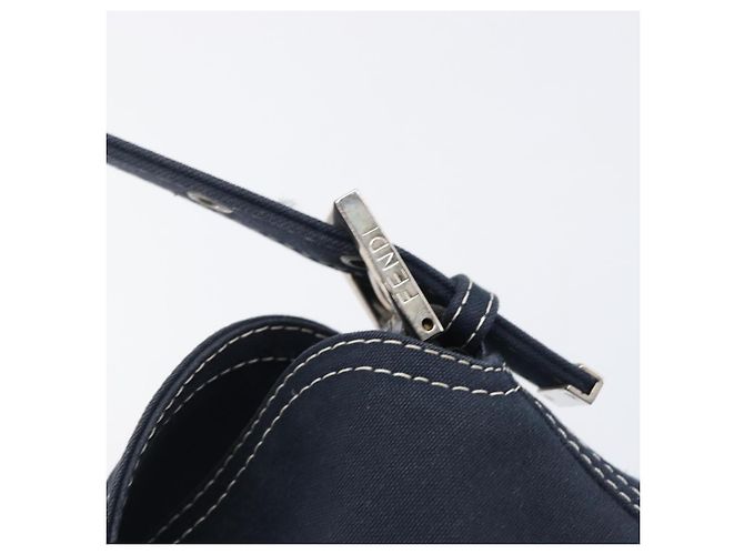 Borsa a tracolla FENDI Mamma Baguette Canvas Navy Silver Auth 199899A Argento Blu navy - vista 9