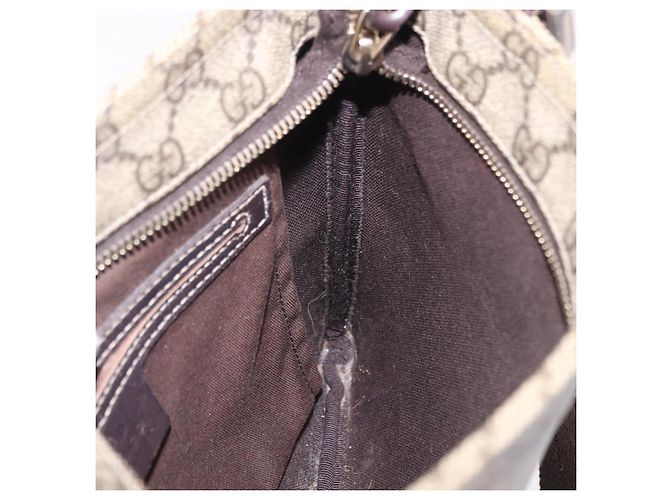 Borsa a tracolla GUCCI GG Supreme PVC Beige Gold 201538 Auth 200996 D'oro - vista 19