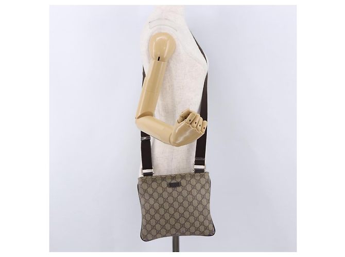 Borsa a tracolla GUCCI GG Supreme PVC Beige Gold 201538 Auth 200996 D'oro - vista 22