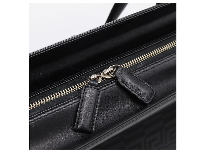 Bolso Tote Gianni Versace Canvas Black Silver Auth bs36941 Negro Plata - vista 10