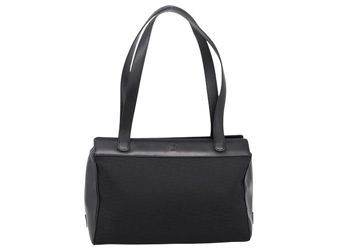 Bolso Tote Gianni Versace Canvas Black Silver Auth bs36941 Negro Plata - vista 13
