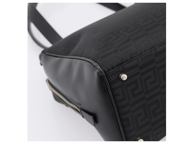 Bolso Tote Gianni Versace Canvas Black Silver Auth bs36941 Negro Plata - vista 16