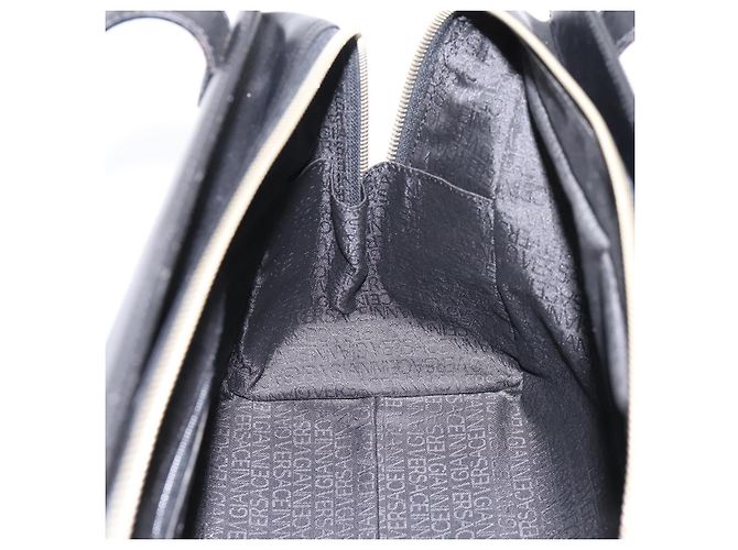 Bolso Tote Gianni Versace Canvas Black Silver Auth bs36941 Negro Plata - vista 17