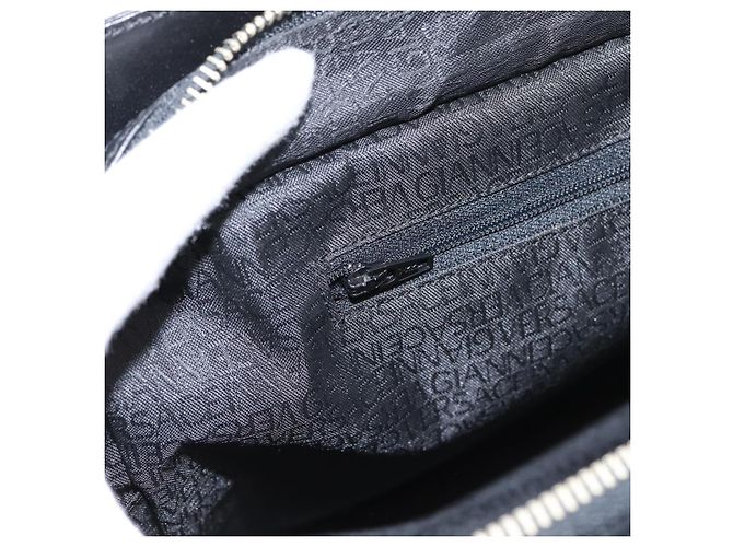 Bolso Tote Gianni Versace Canvas Black Silver Auth bs36941 Negro Plata - vista 19