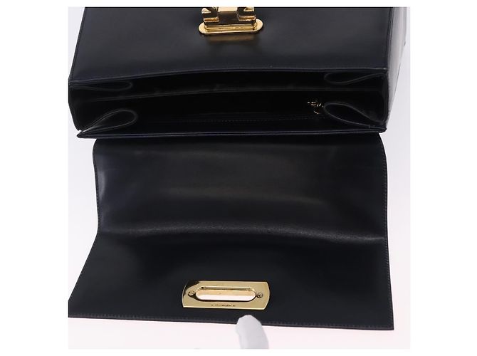 Borsa Salvatore Ferragamo Gancini in pelle Navy Gold Auth ka5976 D'oro Blu navy - vista 10
