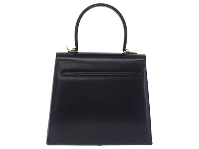 Borsa Salvatore Ferragamo Gancini in pelle Navy Gold Auth ka5976 D'oro Blu navy - vista 2