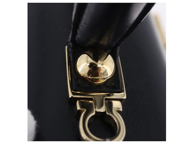 Borsa Salvatore Ferragamo Gancini in pelle Navy Gold Auth ka5976 D'oro Blu navy - vista 8