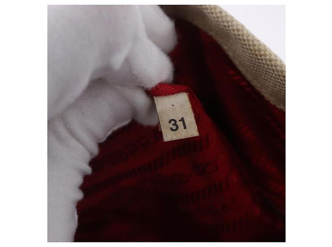 Bolso Tote PRADA Canvas Beige Red Auth 199809 Roja - vista 11