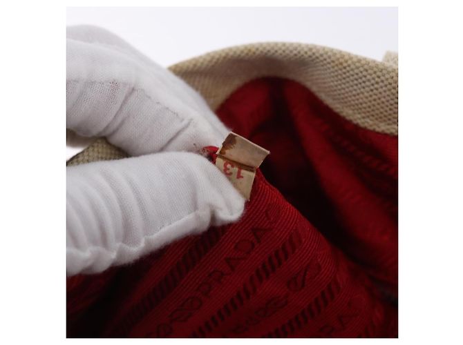 Bolso Tote PRADA Canvas Beige Red Auth 199809 Roja - vista 12