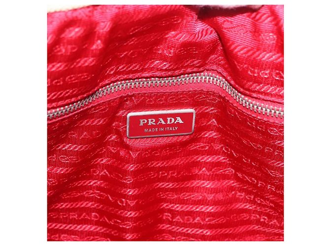 Bolso Tote PRADA Canvas Beige Red Auth 199809 Roja - vista 18